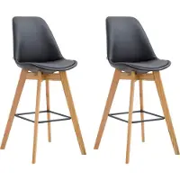 DELUKE 2er Set Barhocker GIKAR - Kunstleder Schwarz 48x56x112 cm | Barstuhl Mit Lehne Tresenhocker Tresenstuhl Kneipenhocker Kneipenstuhl