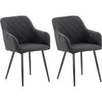 DELUKE 2er Set Esszimmerstuhl LISAN - Stoff Schwarz 47x44x84 cm | Essstühle Esszimmerstühle Küchenstühle Wohnzimmerstühle