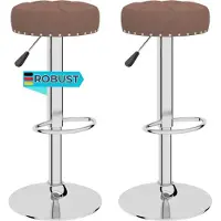DELUKE Barhocker KENTR höhenverstellbar 2er Set Braun Stoff | Barstühle drehbar Küchenhocker Thekenhocker für Küche Hausbar