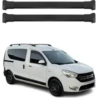 Omtec Dachträger Grundtäger für Dacia Dokker 2012-2021 75kg Aluminium Schwarz 2tlg