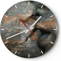 ARTTOR Wanduhr - Rund - Glasuhr - Frau Mann Kuss Abstraktion - 30x30cm - Schleichendes Uhrwerk - Lautlos - zum Aufhängen bereit - Dekoration Modern - Wanddekoration aus Glas - C3AR30x30-2279