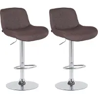 CLP 2er Set Barhocker Solon Chrom höhenverstellbar und drehbar mit Rückenlehne dunkelbraun Material Stoff