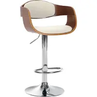 DELUKE Barhocker NADAN - Kunstleder Walnuss/weiß 50x48x88 cm | Barstuhl Höhenverstellbar Drehbar Tresenhocker Tresenstuhl Kneipenhocker Kneipenstuhl