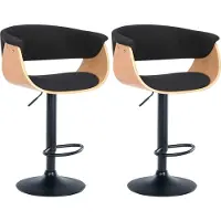 DELUKE 2er Set Barhocker BAKOT - Stoff Natura/schwarz 60x51x90 cm | Barstuhl Höhenverstellbar Mit Lehne Drehbar Tresenhocker Tresenstuhl Kneipenhocker
