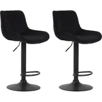 DELUKE 2er Set Barhocker BEKIM - Samt Schwarz 50x50x86 cm Schwarz | Barstuhl Höhenverstellbar Mit Lehne Drehbar Tresenhocker Tresenstuhl Kneipenhocker