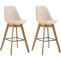 DELUKE 2er Set Barhocker GIKAR - Kunstleder Creme 48x56x112 cm | Barstuhl Mit Lehne Tresenhocker Tresenstuhl Kneipenhocker Kneipenstuhl