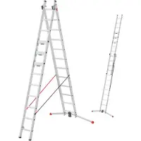 Hailo S110 Pro Mehrzweckleiter - 2-teilige, klappbare Aluminium-Leiter - als Schiebe-, Bock- und Anlegeleiter nutzbar - Höhe bis 5,36 m - Gewicht: 24 kg