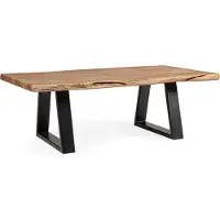 Natur24 Couchtisch Artur 115 x 65 x 40 cm mit Metallbeinen und Akazienholz Tischplatte
