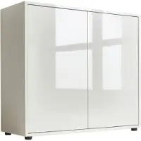 BMG Möbel Schuhkommode / Kommode BEN 4 in weiß / weiß Hochglanz, Push-to-open, (BxHxT) 79x73x33 cm