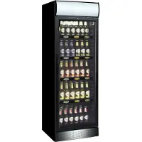 Esta Eco Glastürkühlschrank Schwarz 298 Liter - Glastür, LED Leuchtaufsatz, Umluftkühlung