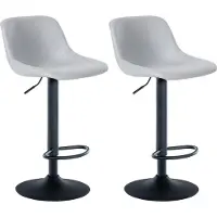 DELUKE 2er Set Barhocker HODOR - Kunstleder Grau 43x49x79 cm | Barstuhl Höhenverstellbar Mit Lehne Drehbar Tresenhocker Tresenstuhl Kneipenhocker