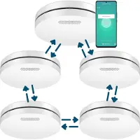 Aroha Smart Connect & Link Rauchmelder Vernetzt mit WLAN - 10 Jahre Batterie - Feuermelder mit App Tuya & Smartlife - 5 set