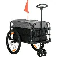 Fortuna Lai 2-in-1 Fahrradanhänger Lastenanhänger Transportanhänger für Fahrrad mit 20 Zoll-Luftreifen 40 kg Belastbarkeit 130 x 64 x 64/103 cm
