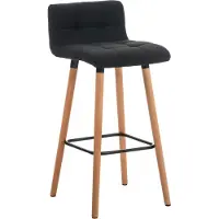 DELUKE Barhocker GITOR - Stoff Schwarz 42x49x94 cm | Barstuhl Mit Lehne Tresenhocker Tresenstuhl Kneipenhocker Kneipenstuhl