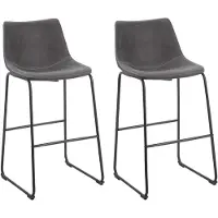 Beliani Stilvoller Barstuhl 2er Set Dunkelgrau Stoff/Metall 100 cm Retro