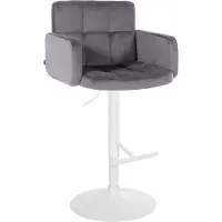 DELUKE Barhocker SUTUN - Samt Dunkelgrau 60x56x93 cm Weiß | Barstuhl Mit Lehne Drehbar Tresenhocker Tresenstuhl Kneipenhocker Kneipenstuhl