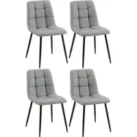 DELUKE 4er Set Esszimmerstuhl FANOR - Kunstleder Hellgrau 45x55x84 cm | Essstühle Esszimmerstühle Küchenstühle Wohnzimmerstühle