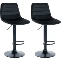 CLP 2er Set Barhocker Lex Samt schwarz Gestell Farbe schwarz-matt