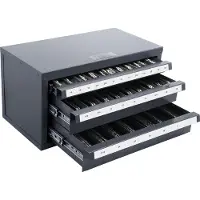 Vevor Schaftfräser-Spenderschrank, Schaftfräser-Organizer-Schrank mit drei Schubladen für 1/8" bis 1", Stahl-Schaftfräser-Spender-Organizer-Schrank mit Etiketten, Stapelbar mit 29 Fächern