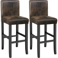 TecTake - 2 Barhocker aus Lederimitat altbraun - 403584
