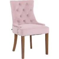 CLP Esszimmerstuhl Aberdeen Samt mit Gestell aus Kautschukholz und Sitzhöhe von 50 cm pink Gestell Farbe antik-hell
