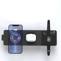 4smarts UltiMag Lucid Triplefold 15W, Drinnen, Gleichstrom, USB, Kabelloses Aufladen, Schwarz