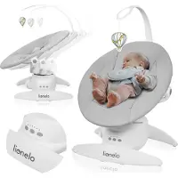 Lionelo Babywippe Iris, 360 Grad, ab Geburt, 12 Wiegenlieder, leicht und leise Grey Concrete