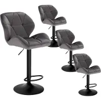 Woltu 4er Set Barhocker, höhenverstellbar drehbar, Samt Stahl, Dunkelgrau