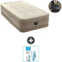 Intex Luftbett - 1 Person - 99 x 191 x 46 cm - Beige - Inklusive Pumpe - Reperaturset