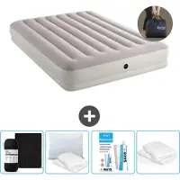 Intex Luftbett - 2 Personen - 152 x 203 x 30 cm - Grau - Inklusive Pumpe - Spannbettuch - Küssen - Reperaturset en Kissenschutz