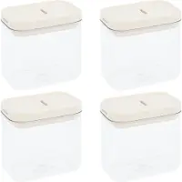 Krumble Vorratsgläser - 4er-Set - 800 ml - Vorratsgläser - Vorratsgläser - Luftdichter Deckel - Vorratsgläser - Spülmaschinenfest - Kunststoff - Transparent - Beige