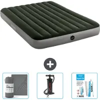 Intex Luftbett – 2 Personen – 152 x 203 x 25 cm – Grün – im Lieferumfang enthalten Spannbettuch - Pumpe en Reperaturset
