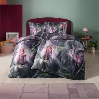 Estella Mako-Satin Bettwäsche Kendra aubergine 155x220 cm + 80x80 cm