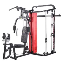 HMS ATOM | Smith Machine & Multifunktionaler Kraftstation-Atlas mit Kabelzug & Beinpresse | Home Gym