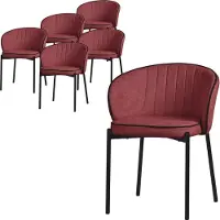 ML-Design Esszimmerstühle 6er Set Rot Küchenstühle mit Stoffbezug Metallbeinen Wohnzimmerstuhl mit Rückenlehne Polsterstühle für Esszimmer & Küche