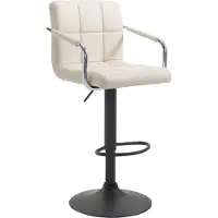 DELUKE Barhocker MINOR - Kunstleder Creme 54x46x91 cm Schwarz | Barstuhl Höhenverstellbar Mit Lehne Drehbar Tresenhocker Tresenstuhl Kneipenhocker
