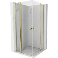 Mexen Mist Duo Duschkabine Schwenkbar 105 x 105 cm, Transparent, Gold - 8A4-105-105-50-00