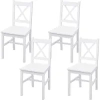 Chefgastro 4er-Set Esszimmerstuhl | HxBxT 86x40x42cm | Sitzhöhe 45cm | Massiv-Holz Landhaus | Weiß | Lehnstuhl Küchenstuhl Stuhl