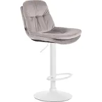 DELUKE Barhocker MITUN - Samt Grau 46x54x94 cm Weiß | Barstuhl Höhenverstellbar Mit Lehne Drehbar Tresenhocker Tresenstuhl Kneipenhocker Kneipenstuhl