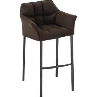 DELUKE Barhocker GIBEL - Stoff Braun 64x48x110 cm Schwarz | Barstuhl Mit Lehne Tresenhocker Tresenstuhl Kneipenhocker Kneipenstuhl