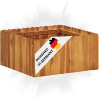 DELUKE Hochbeet aus Holz JONA | 50x50x25cm, Akazienholz | Hochbeet für Garten Hochbeet Holz Gartenbeet hoch Kräuterbeet xxl Blumenbeet Gemüsebeet groß Garten