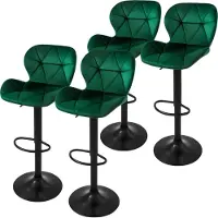 ML-Design Barhocker 4Er Set aus Samt Grün Gepolsterter Stuhl Drehbar