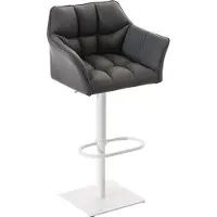 DELUKE Barhocker SIHAR - Kunstleder Grau 64x45x88 cm Weiß | Barstuhl Höhenverstellbar Mit Lehne Drehbar Tresenhocker Tresenstuhl Kneipenhocker Kneipenstuhl