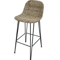 Frank Flechtwaren Rattan-Bar-Stuhl 'Modern Line' Möbel Terrasse Garten Wintergarten Balkon Wohn
