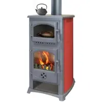 Ecofoxx Kaminofen mit Backfach und Herdplatte Cucina bordeaux - 9,7kW