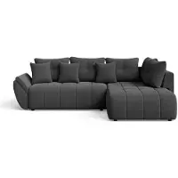 GRAINGOLD Ecksofa L-Form Decor L - Ecksofa mit Schlaffunktion, Bettkasten - Moderne Ecksofa, Wohnzimmer Sofa - Eckcouch mit Velvet_Stoff - Anthracite