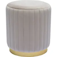 Miliboo - Runder Samt-Hocker in Taupe und Gold-Metall D40 cm DONA