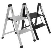 TRUTZHOLM Alu Trittleiter 2-stufig klappbar bis 150 kg silber Anti-Rutsch Trittflächen Klapptritt
