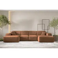 Fun-Möbel Wohnlandschaft Sofa U-Form CESINA in Stoff Ascot Bukla Rostbraun