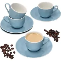 MamboCat Nordic Blau Doppio Espressotasse + Untertasse Set für 4 Personen 80ml Ristretto